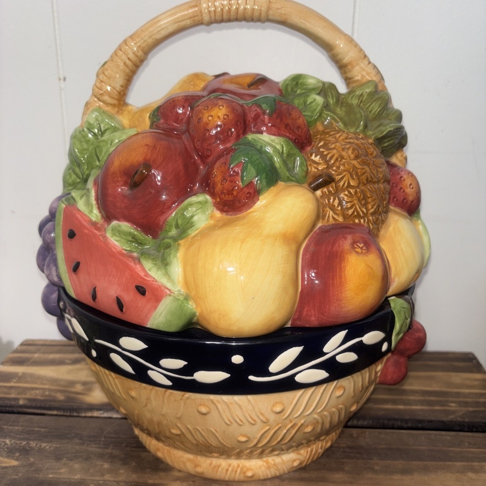 JC Penney Home Collection Susan Winget Ceramic Fruit Basket Cookie Jar